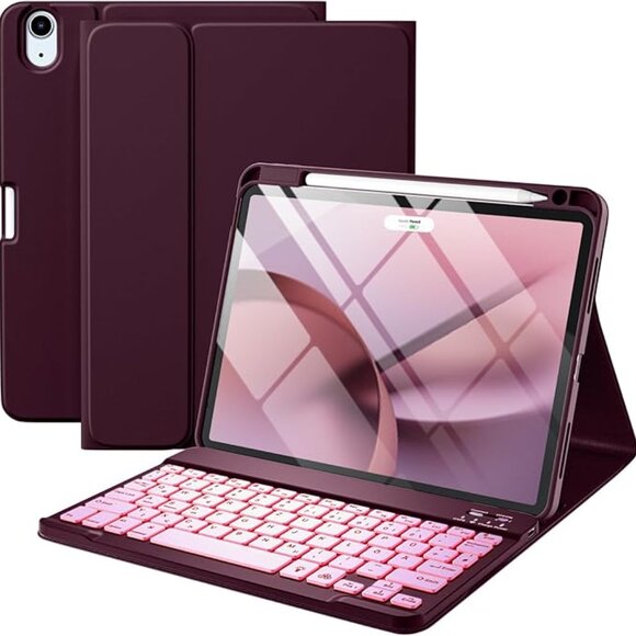 iPad Air 11” Keyboard Case with Pencil Holder, Backlit, Mulberry New in Box - Picture 1 of 3